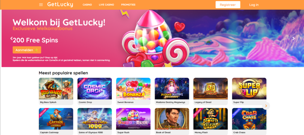 Dashboard GetLucky iDIN casino nederland