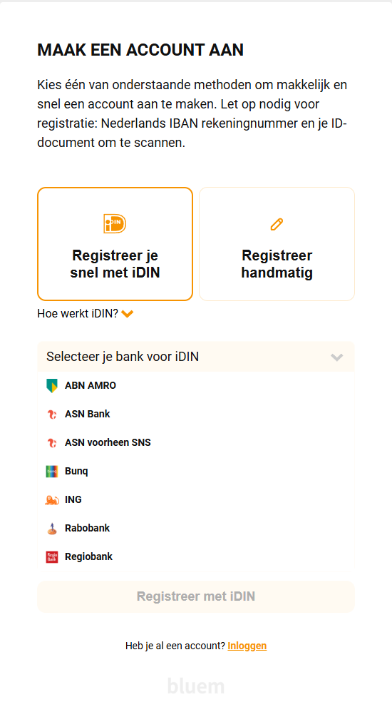 Bank kiezen voor registratie