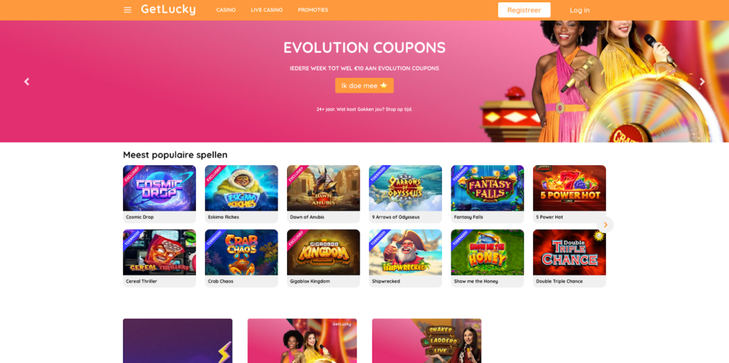 GetLucky accepteert een 5 euro casino storting